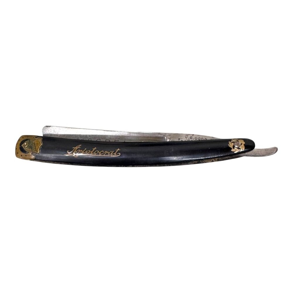 Antique J.G. Dodd Aristocrat Straight Razor Magbel Blade Black Handle 6" READ